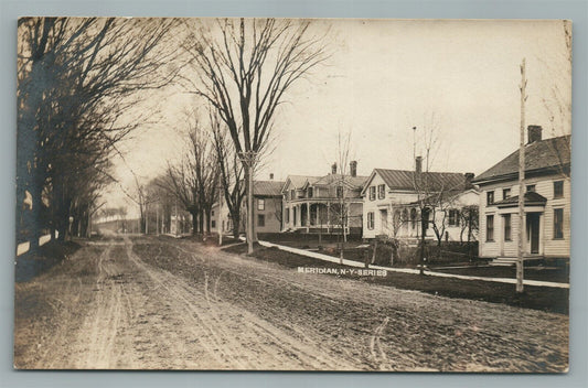 MERIDIAN NY STREET SCENE ANTIQUE REAL PHOTO POSTCARD RPPC