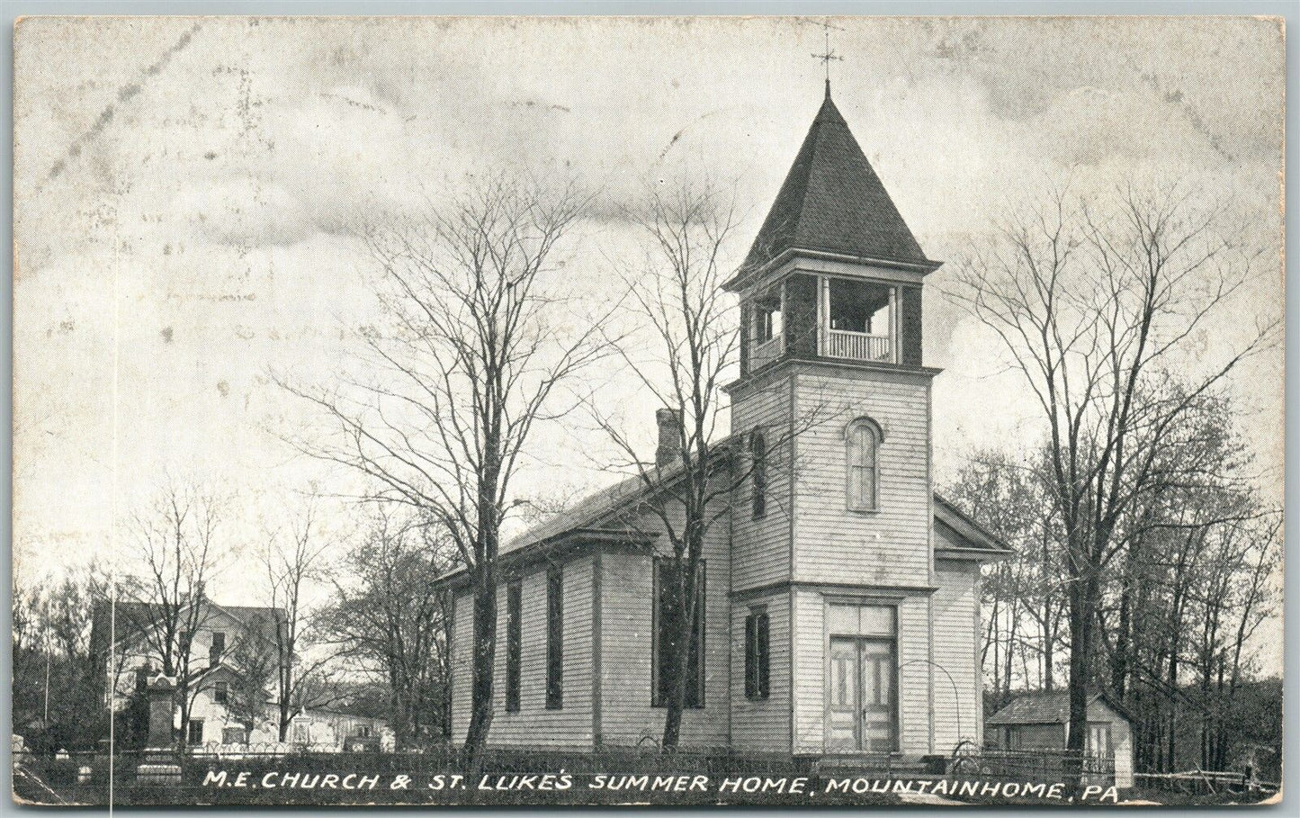 MOUNTAINHOME PA M.E. CHURCH 1910 ANTIQUE POSTCARD