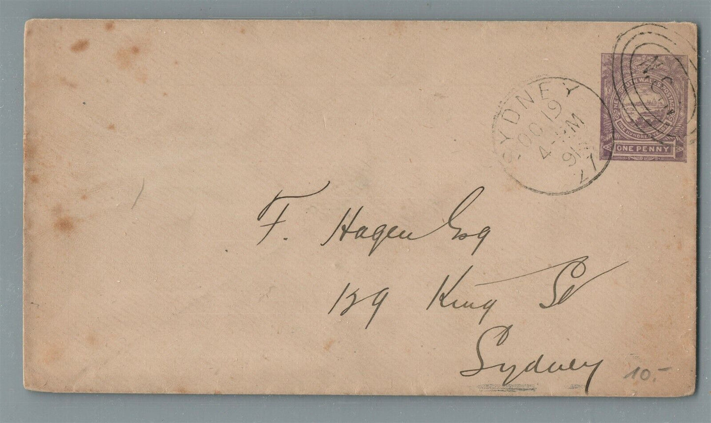 AUSTRALIA SYDNEY 1891 ANTIQUE COVER