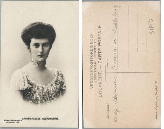 ANTIQUE RPPC REAL PHOTO POSTCARD PRINCESS ALEXANDRINE QUEEN OF DENMARK