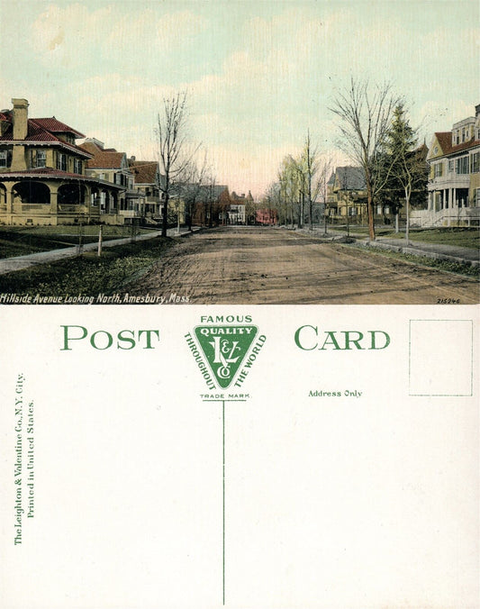 AMESBURY MA HILLSIDE AVENUE ANTIQUE POSTCARD