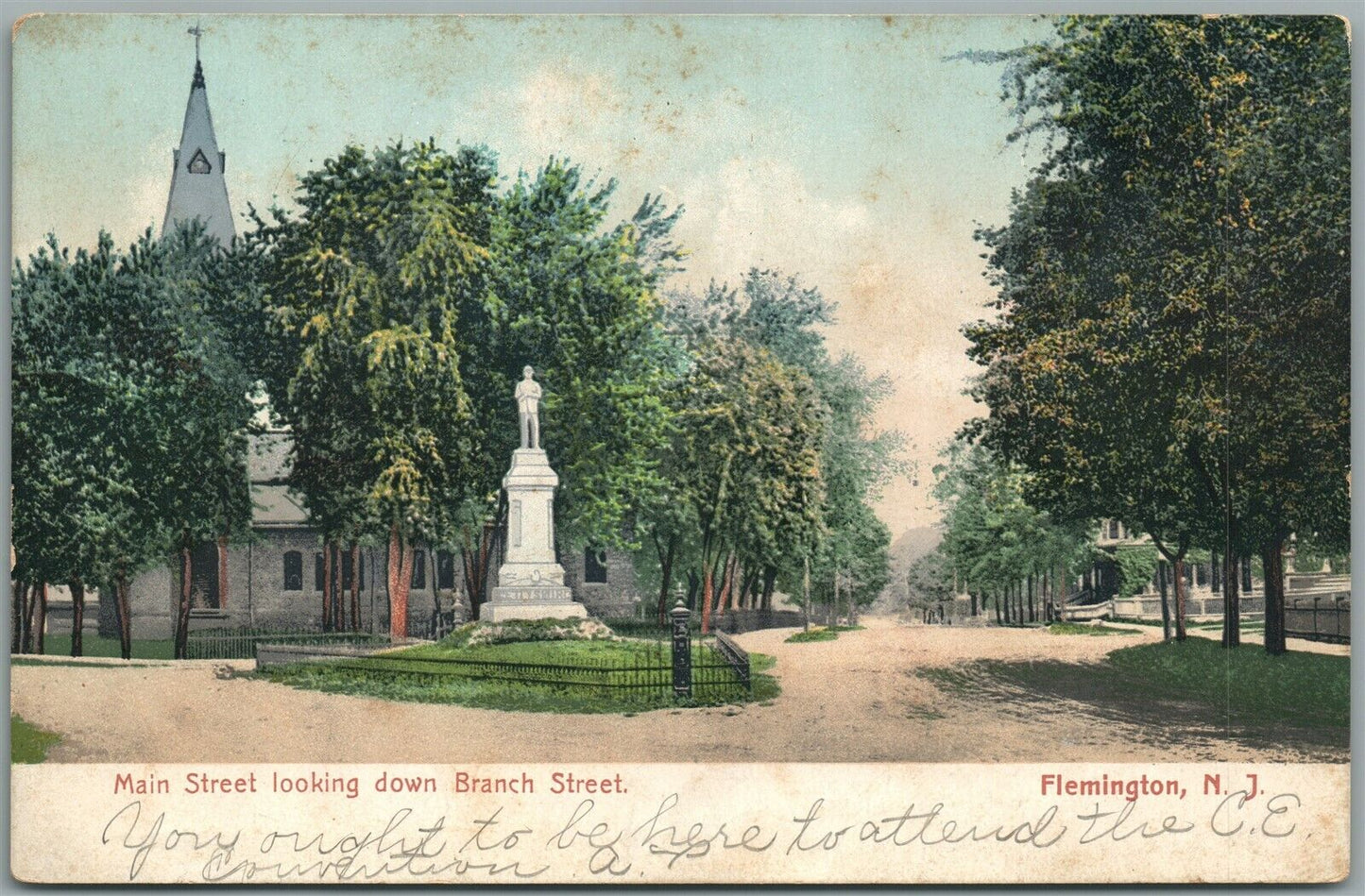 FLEMINGTON NJ MAIN STREET FROM BRANCH STR. ANTIQUE POSTCARD