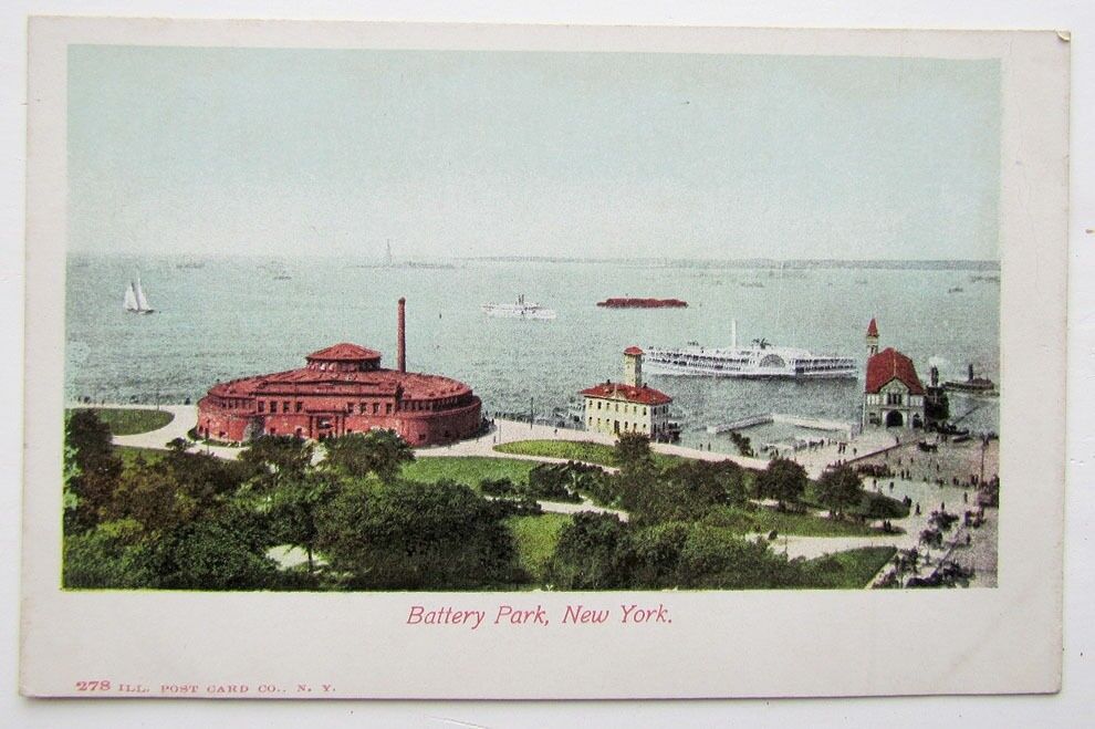 VINTAGE UNDIVIDED POSTCARD BATTERY PARK NEW YORK