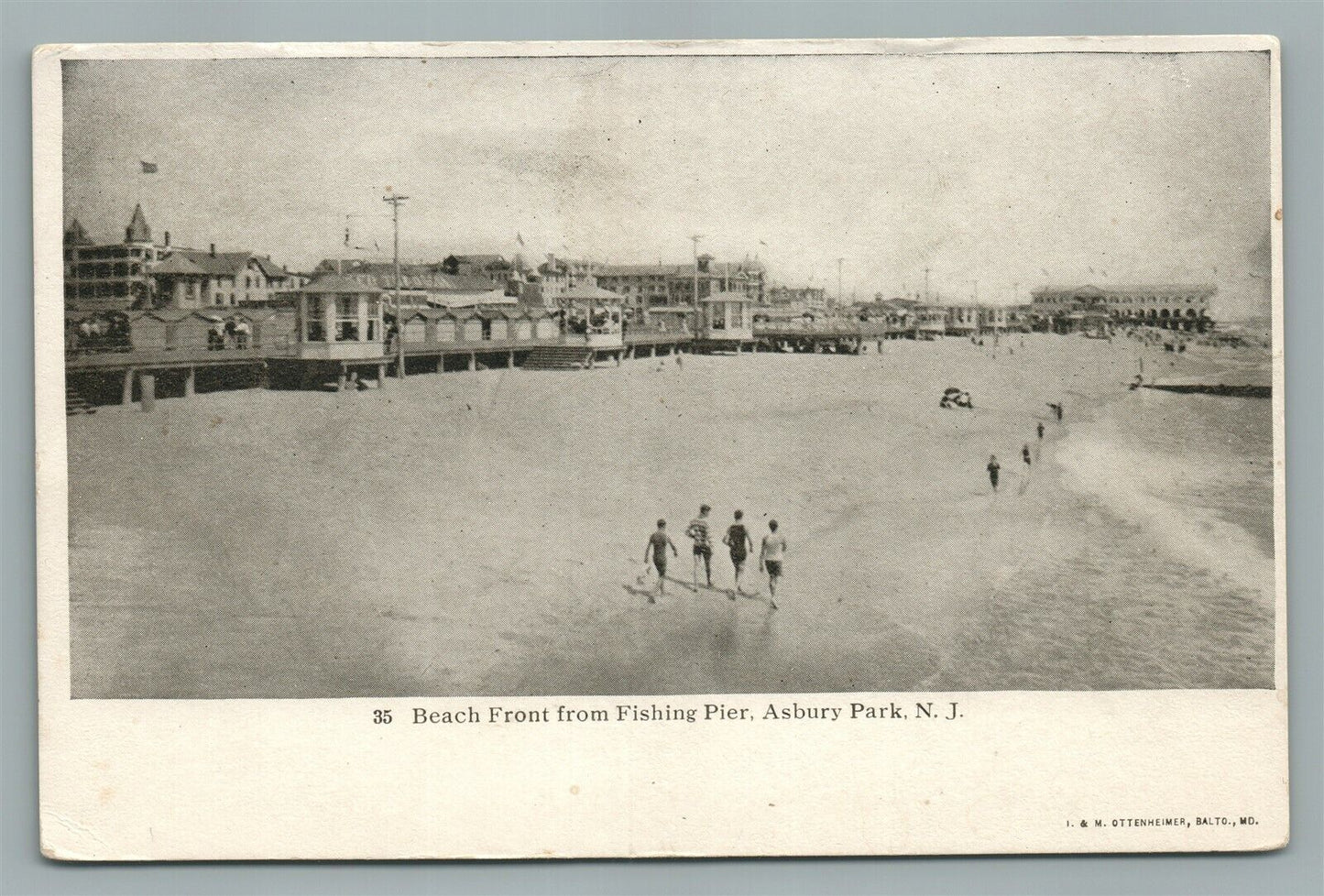 ASBURY PARK NJ BEACH FRONT FROM FISHING PIER ANTIQUE POSTCARD