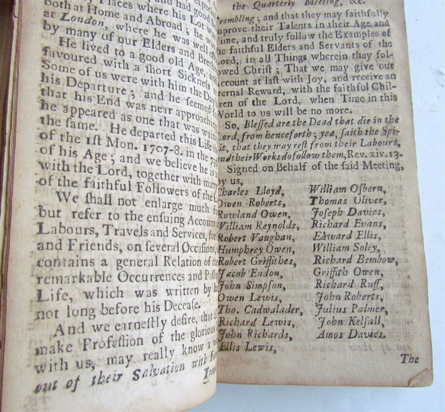 1752 Account of Exercises Services & Travels of Richard Davies antique AMERICANA