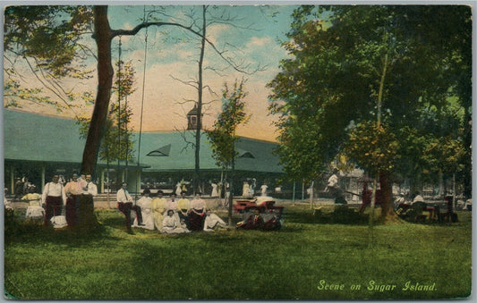 SUGAR ISLAND MI SCENE ANTIQUE POSTCARD