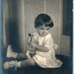 LITTLE GIRL w/ TOY CLOWN ANTIQUE REAL PHOTO