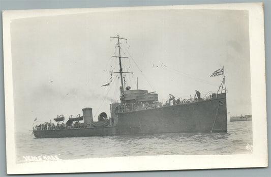 BRITISH MILITARY SHIP HMS KALE ANTIQUE REAL PHOTO POSTCARD RPPC