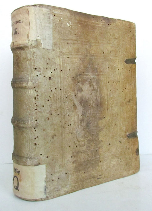 1581 GERMAN RELIGIOUS SERMONS antique PIGSKIN BINDING 16th CENTURY