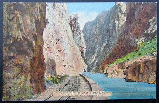 VINTAGE POSTCARD ROYAL GORGE GRAND CANON ARKANSAS COLORADO RAILWAY railroad