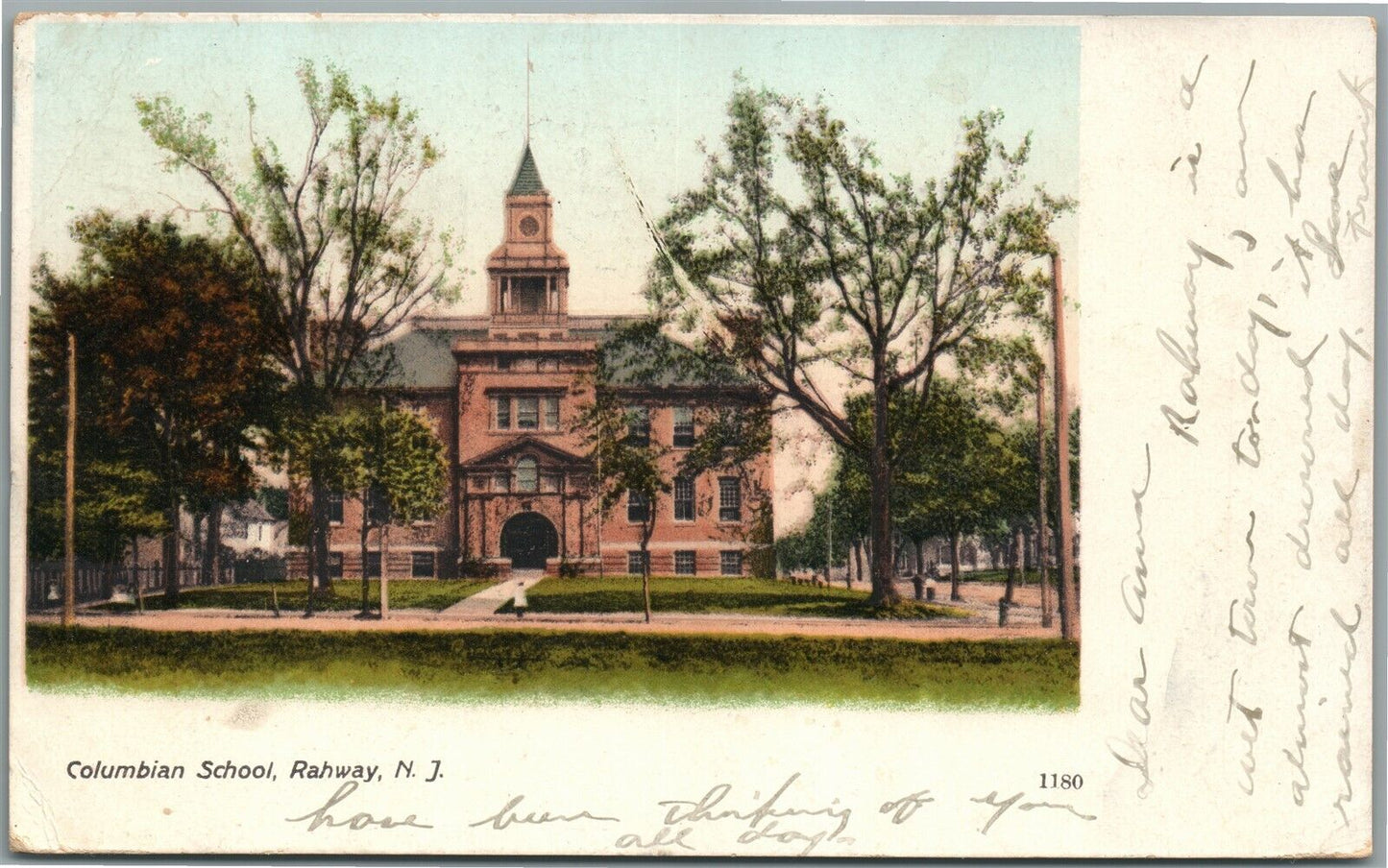 RAHWAY NJ COLUMBIAN SCHOOL ANTIQUE POSTCARD