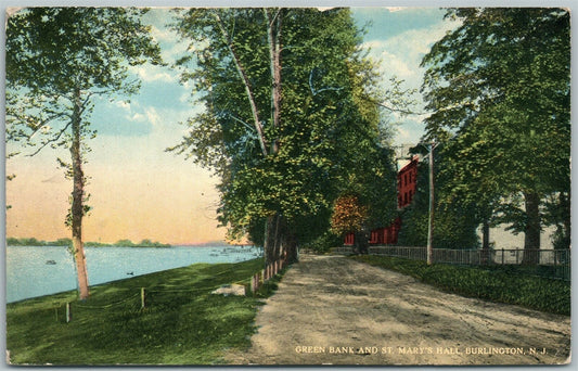 BURLINGTON NJ GREEN BANK & ST.MARY'S HALL ANTIQUE POSTCARD