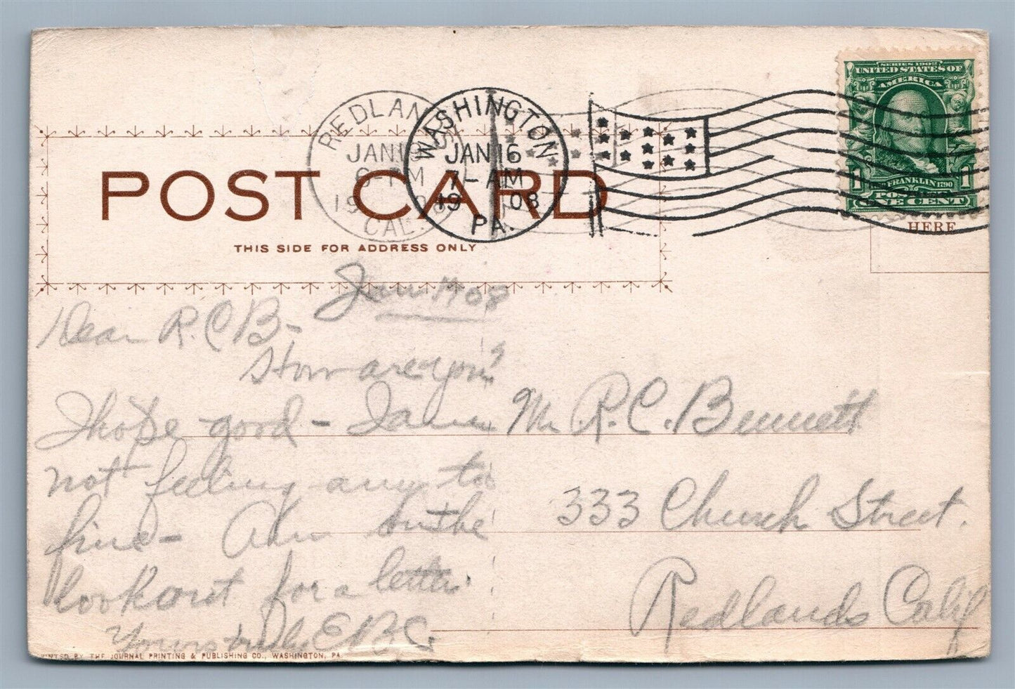 WASHINGTON PA COLLEGE HAYS HALL ANTIQUE POSTCARD
