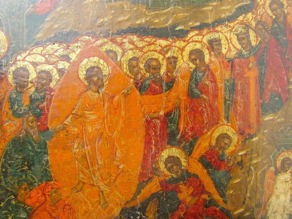 1800s ANTIQUE RUSSIAN ICON OF RESURRECTION