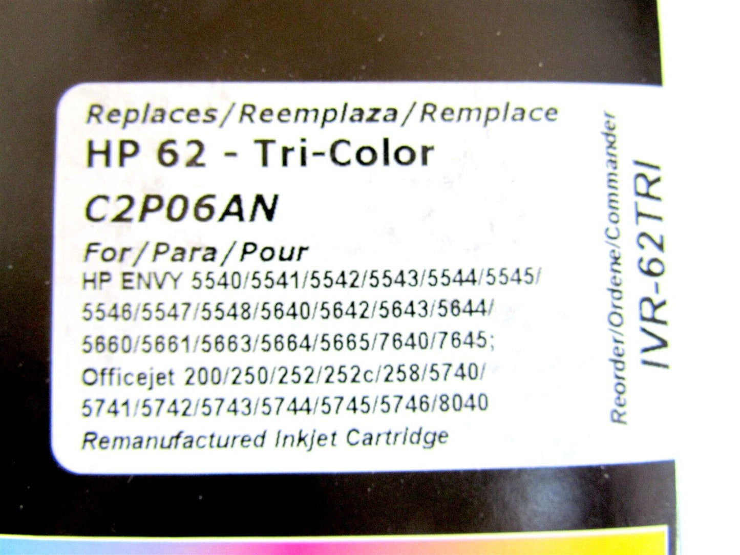 INK INKJET CARTRIDGE HP 62 TRI COLOR lot of 9 new sealed CINNOVERA replacement