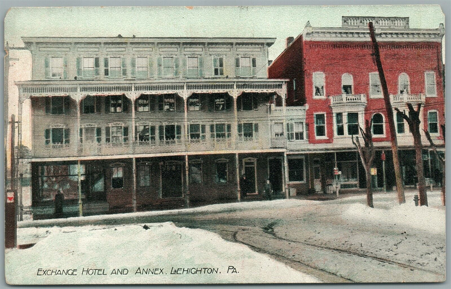 LEHIGHTON PA EXCHANGE HOTEL ANTIQUE POSTCARD