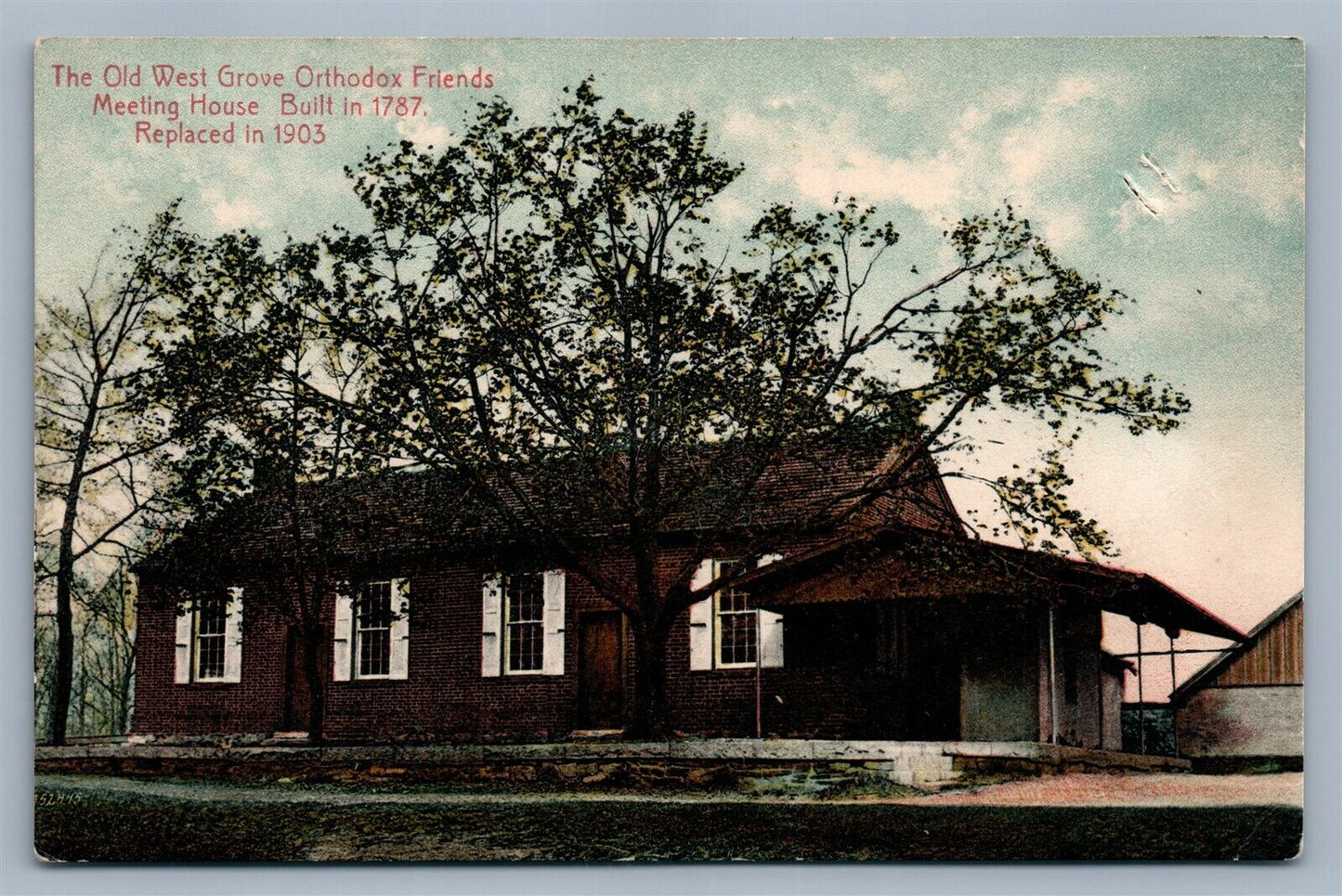 OLD WEST GROVE PA ORTHODOX FRIENDS MEETING HOUSE ANTIQUE POSTCARD