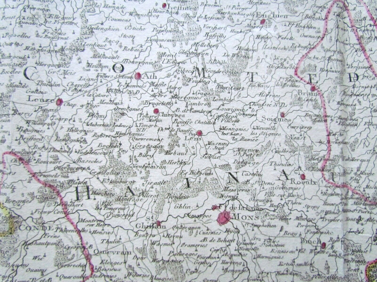 1792 ANTIQUE MAP - HAINAUT BELGIUM 31 by 22" ORIGINAL