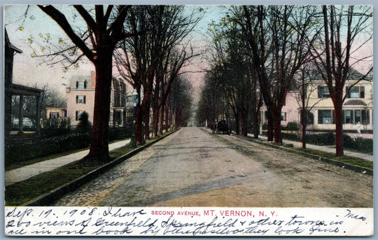 MT.VERNON NY SECONG AVENUE 1908 ANTIQUE POSTCARD