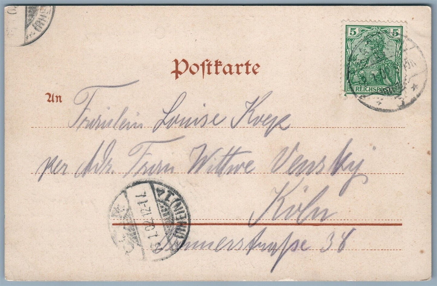 GRUSS AUS AACHEN GERMANY UNDIVIDED 1902 ANTIQUE POSTCARD