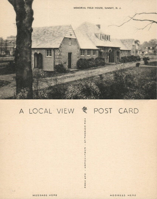 SUMMIT N.J. MEMORIAL FIELD HOUSE VINTAGE POSTCARD
