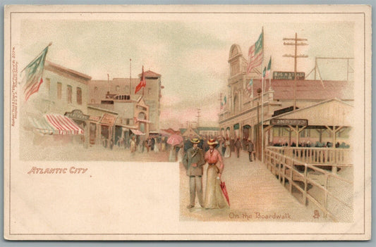 ATLANTIC CITY NJ BOARDWALK ANTIQUE POSTCARD PRIVATE MAILING CARD by RAPHAEL TUCK