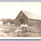 FARM SCENE w/ PIGS ANTIQUE REAL PHOTO POSTCARD RPPC