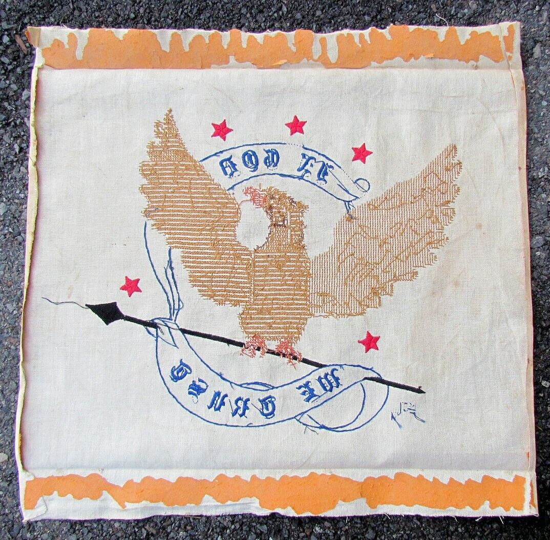 VINTAGE PATRIOTIC THEME US EAGLE IN GOD WE TRUST NEEDLEWORK Americana embroidery