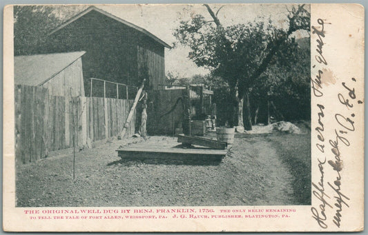 WEISSPORT PA WELL DUG by BENJ. FRANKLIN ANTIQUE POSTCARD