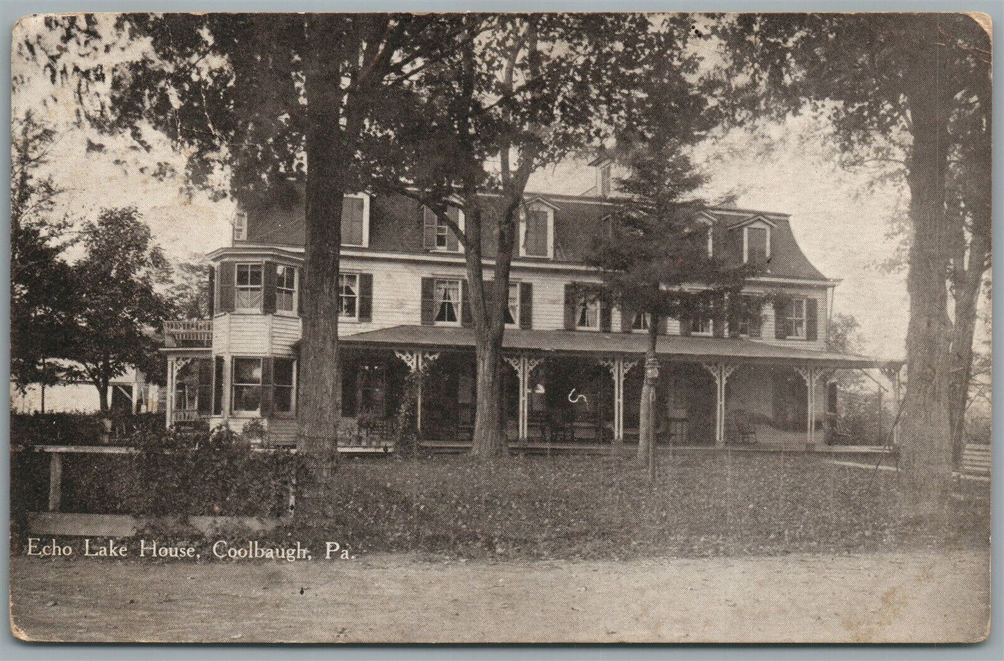 COOLBAUGH PA ECHO LAKE HOUSE ANTIQUE POSTCARD
