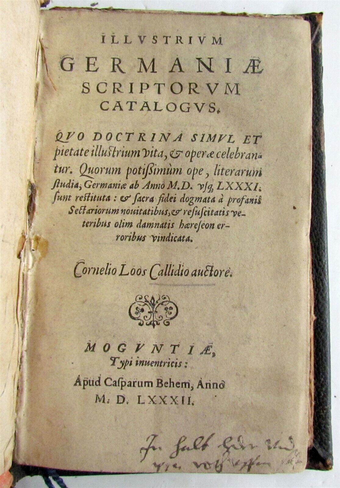 1582 ILLUSTRUM GERMANIAE SCRIPTORUM CATALOGUS Cornelis Loos antique 16th CENTURY