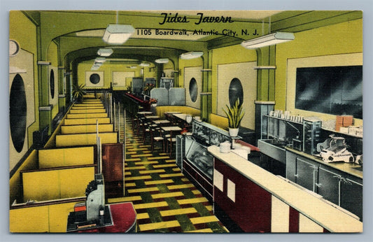 ATLANTIC CITY NJ TIDES TAVERN VINTAGE ADVERTISING POSTCARD