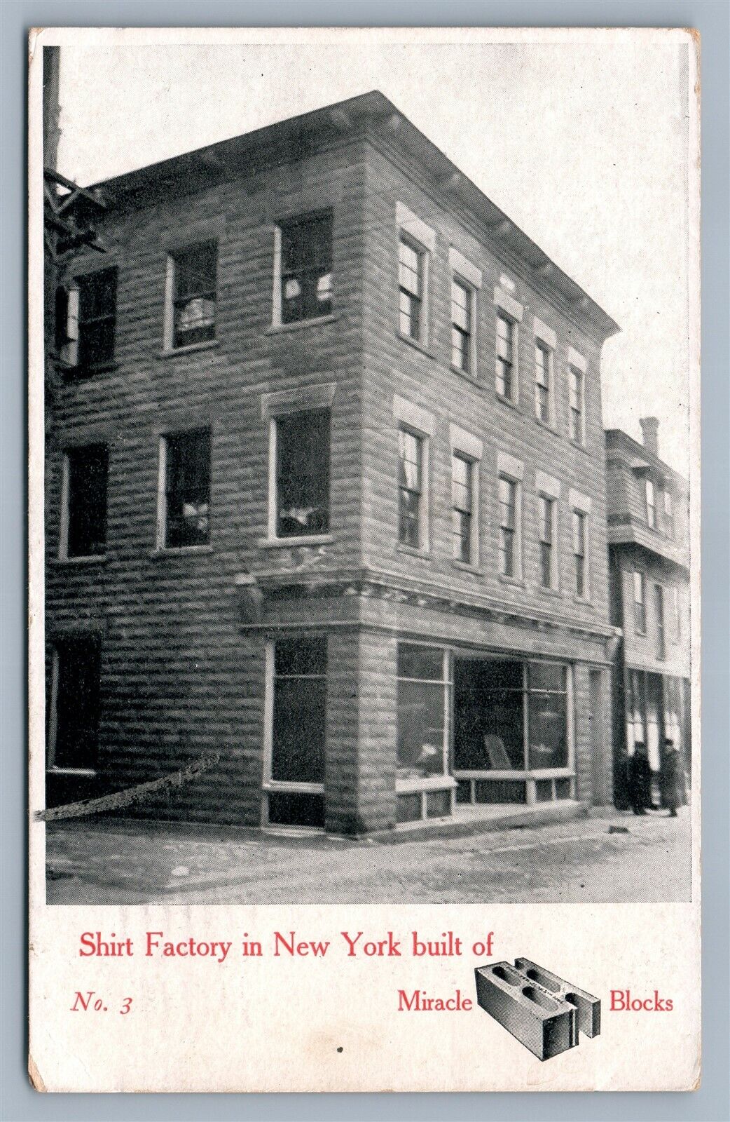 NEW YORK SHIRT FACTORY MIRACLE BLOCKS ADVERTISING ANTIQUE POSTCARD