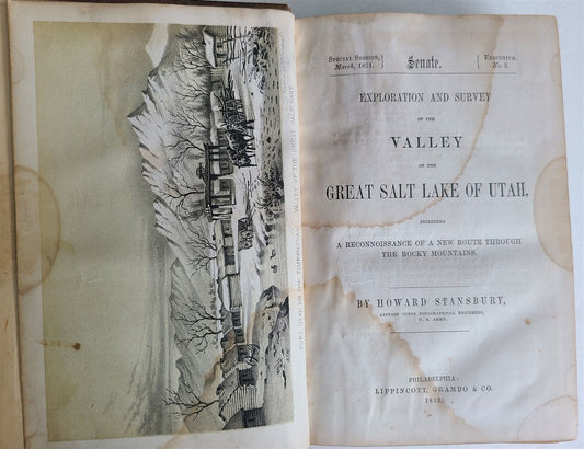 1852 EXPLORATION & SURVEY of VALLEY GREAT SALT LAKE of UTAH antique ILLUSTRATED