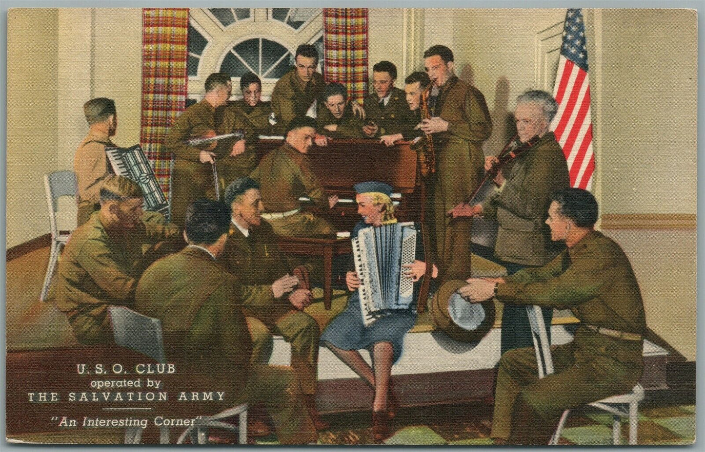 USO CLUB OPENED BY SALVATION ARMY VINTAGE POSTCARD