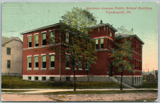 VANDERGRIFT PA SHERMAN AVENUE PUBLIC SCHOOL ANTIQUE POSTCARD