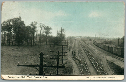 ORRVILLE OH PENNSYLVANIA RAILROAD YARDS ANTIQUE POSTCARD