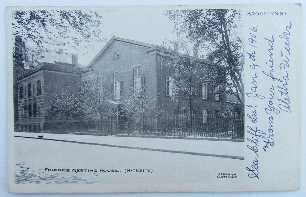 VINTAGE UNDIVIDED POSTCARD FRIENDS MEETING HOUSE (HICKSITE) BROOKLYN N.Y.