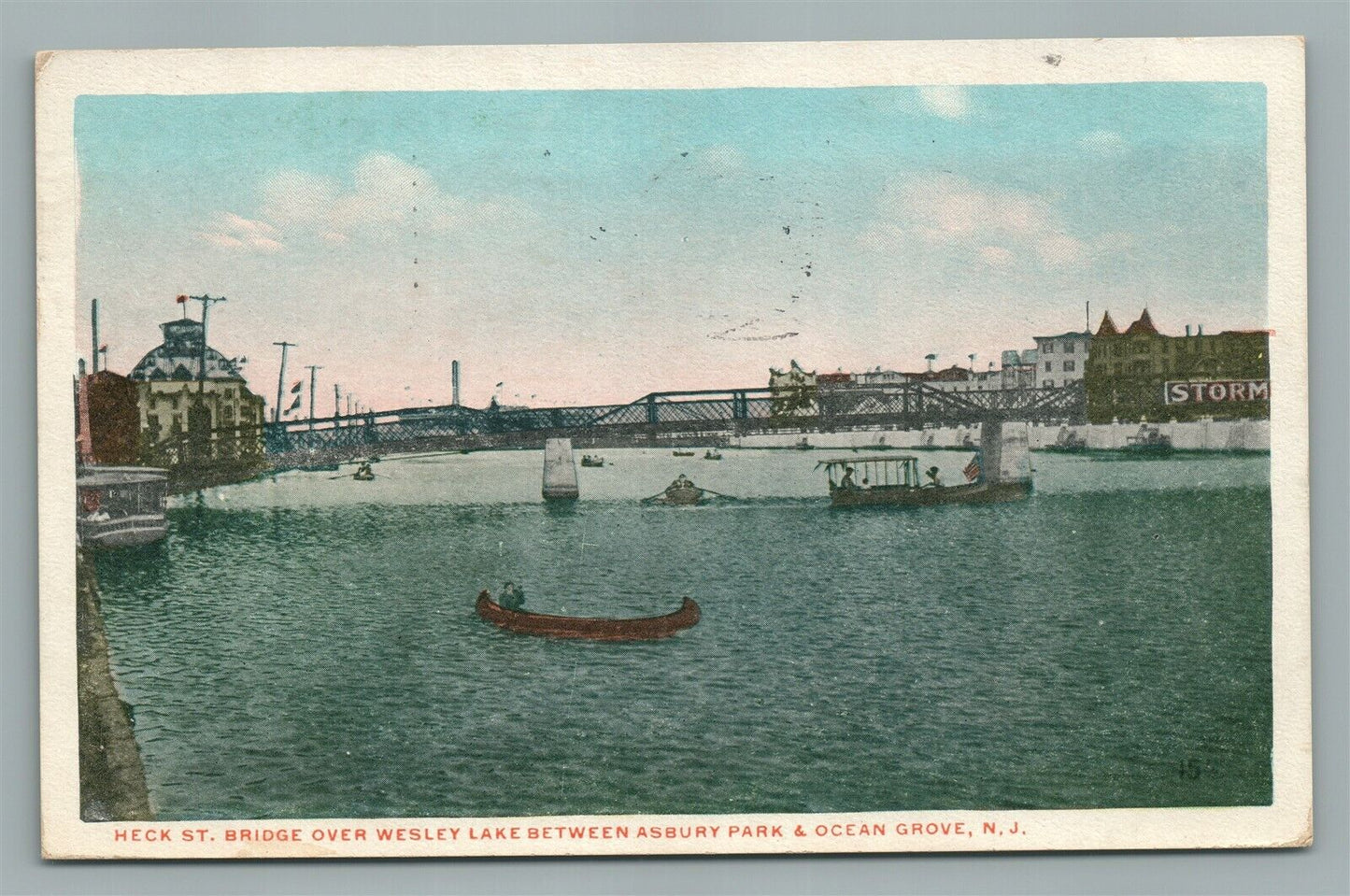 ASBURY PARK & OCEAN GROVE NJ HECK ST. BRIDGE ANTIQUE POSTCARD