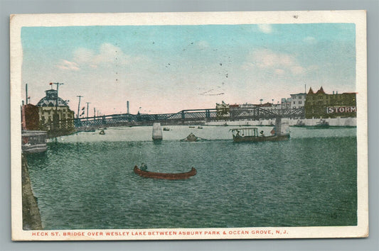 ASBURY PARK & OCEAN GROVE NJ HECK ST. BRIDGE ANTIQUE POSTCARD