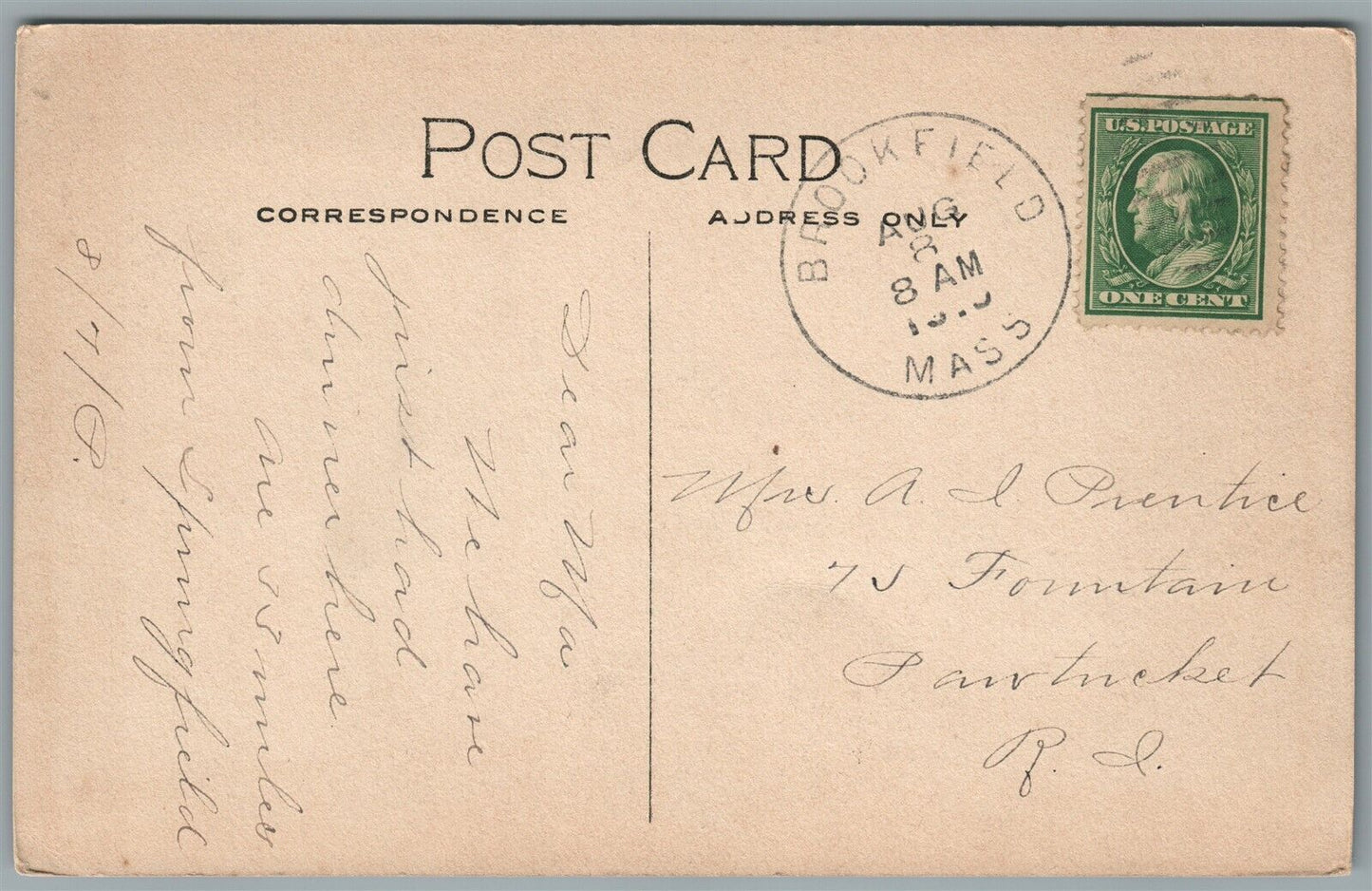 BROOKFIELD INN MA ANTIQUE POSTCARD