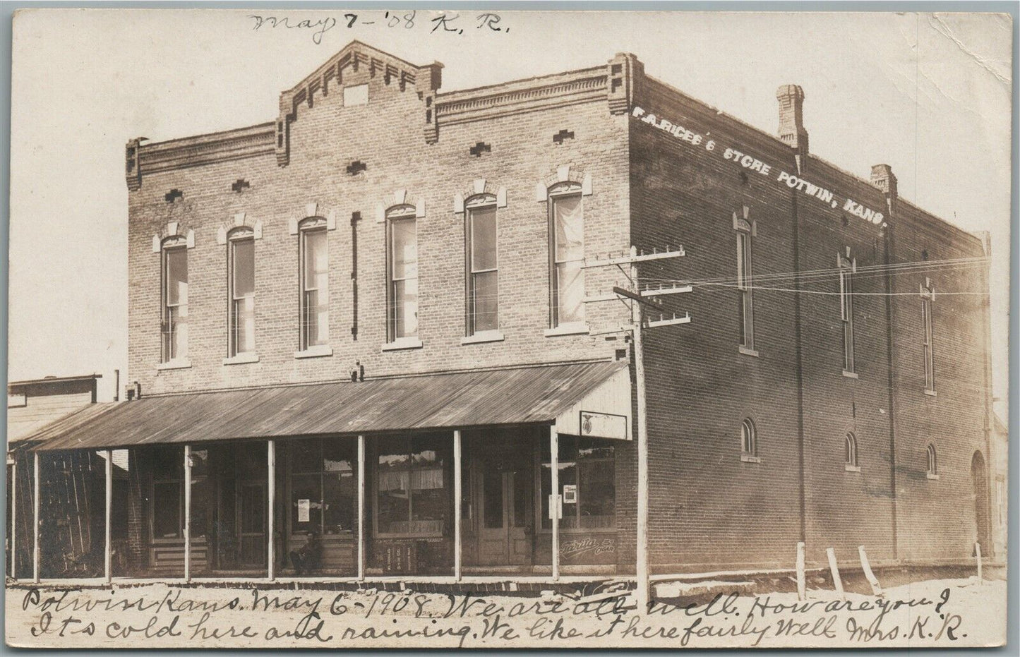 POTWIN KS F.A.RICE'S STORE ANTIQUE REAL PHOTO POSTCARD RPPC