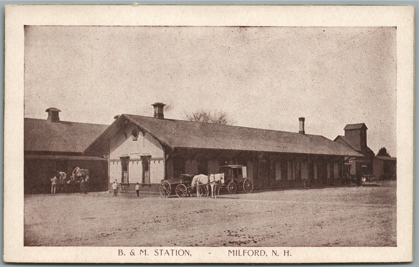 MILFORD NH RAILROAD STATION RAILWAY DEPOT ANTIQUE POSTCARD