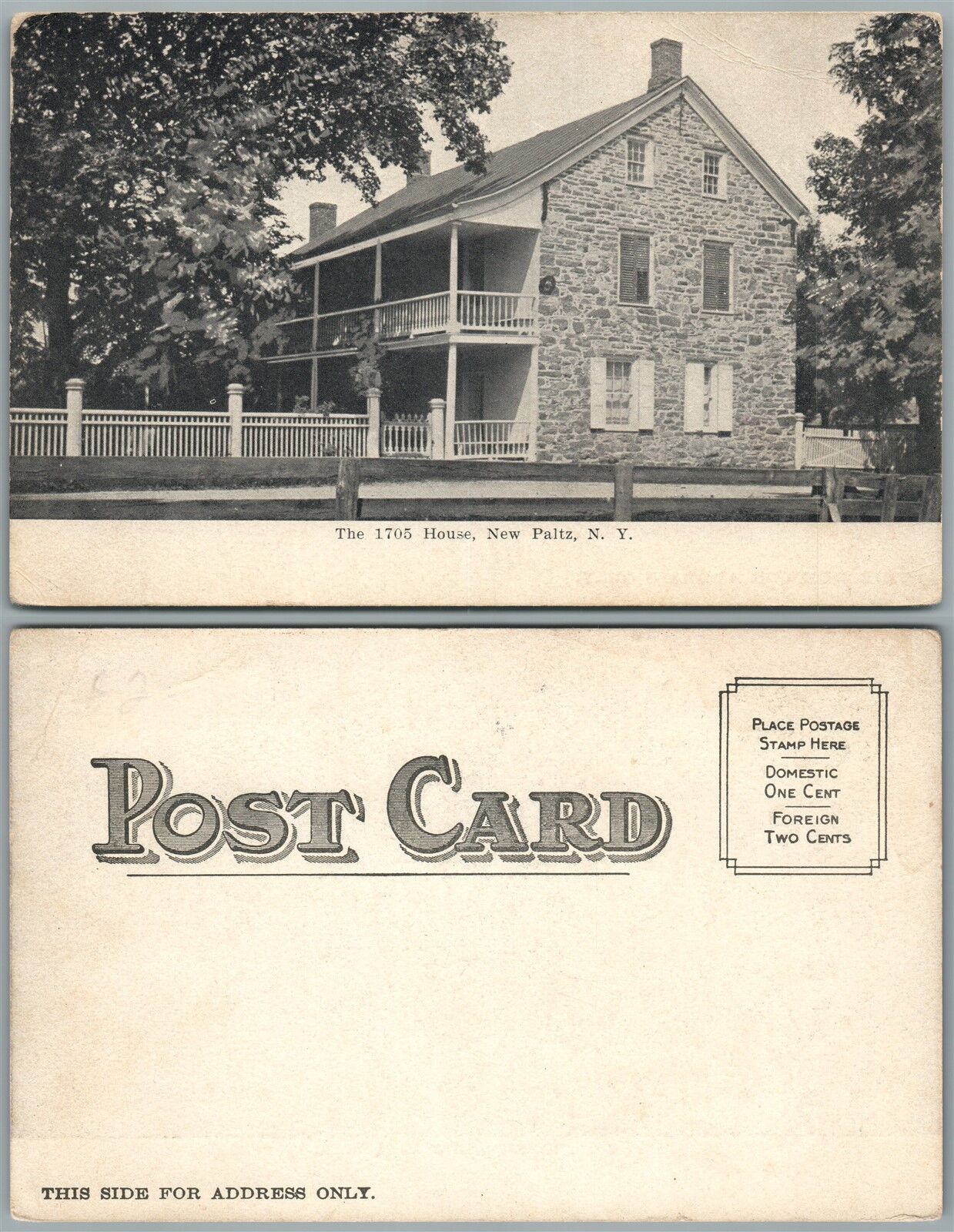 NEW PALTZ N.Y. 1705 HOUSE ANTIQUE UNDIVIDED POSTCARD