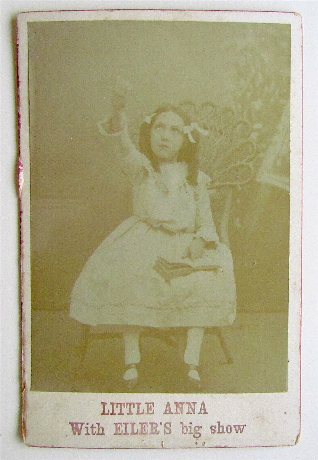 CIRCUS SIDESHOW LITTLE ANNA WITH EILER'S BIG SHOW ANTIQUE CABINET PHOTO
