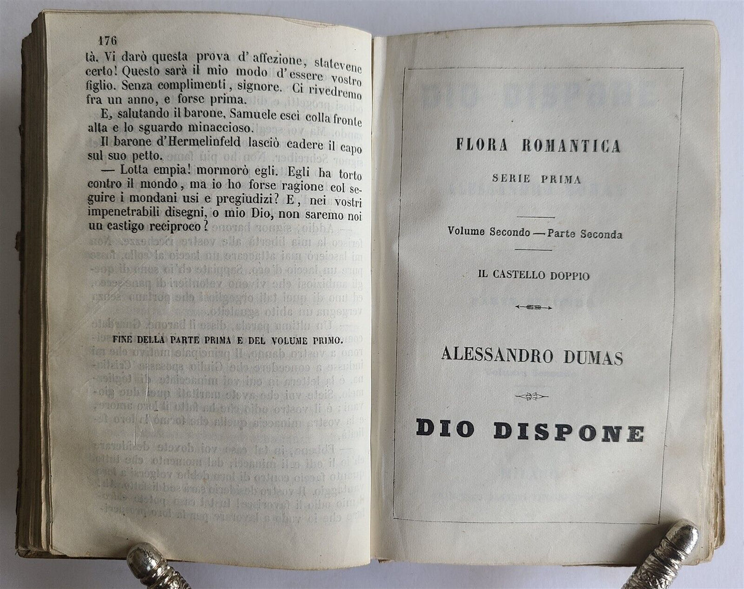 1800s ALESSANDRO DUMAS DIO DISPONE in ITALIAN antique