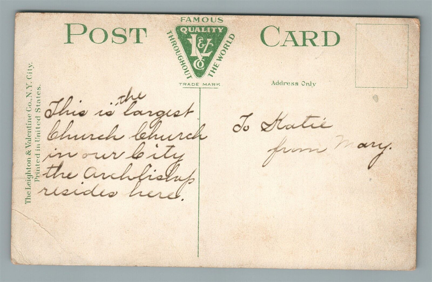 PHILADELPHIA PA R.C. CATHEDRAL ANTIQUE POSTCARD