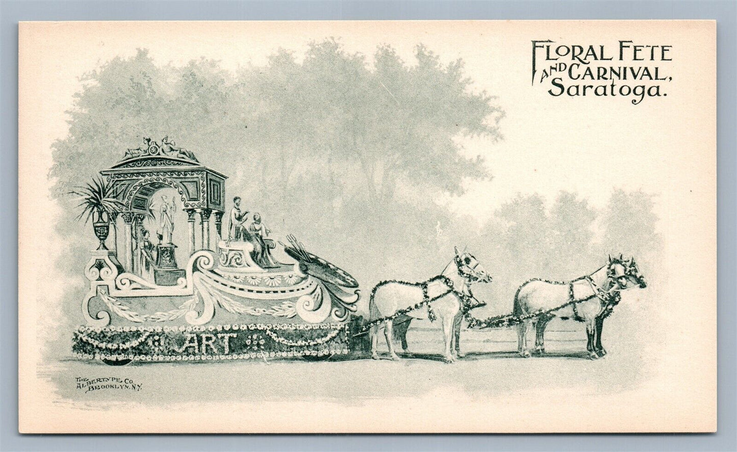SARATOGA NY FLORAL FETE & CARNIVAL PRIVATE MAILING CARD ANTIQUE POSTCARD art