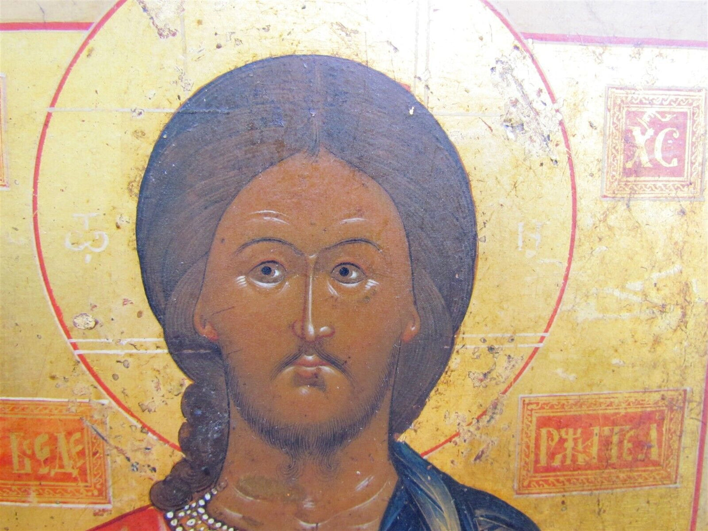 RUSSIAN ICON of JESUS CHRIST 19th CENTURY ANTIQUE hand painted HIGH QUALITY