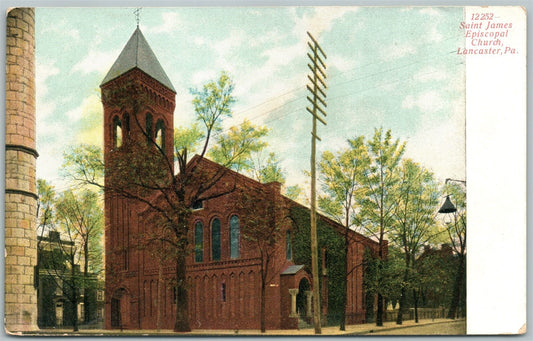 LANCASTER PA ST.JAMES EPISCOPAL CHURCH UNDIVIDED ANTIQUE POSTCARD